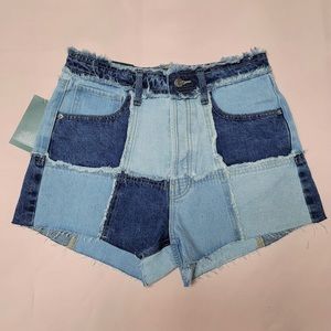 NWT Wild Fable Blue Denim Patchwork Cutoff Shorts -Size 4